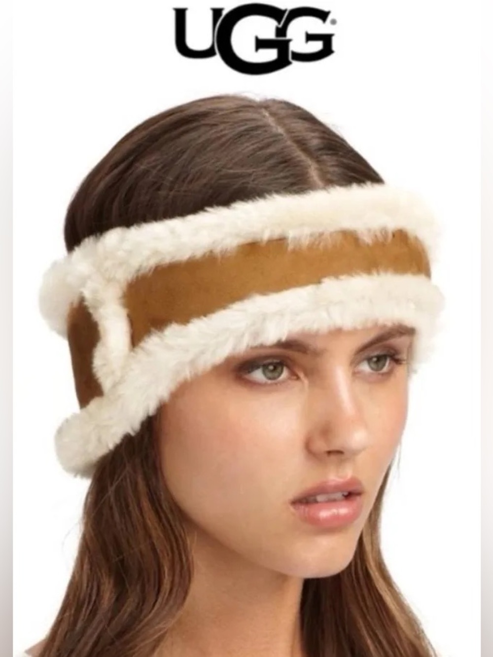 NWT UGG Women's Sheepskin Reversible Headband Chestnut L/XL
